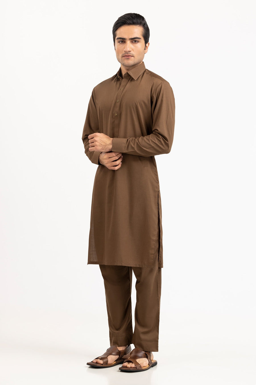 Midnight Navy Silk Blend 2-Piece Kurta | Classic Collar