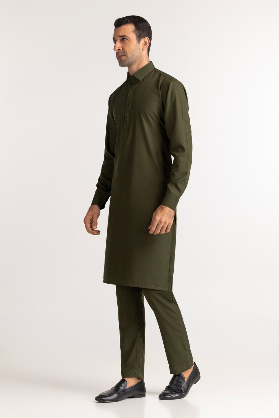 Midnight Navy Silk Blend 2-Piece Kurta | Classic Collar