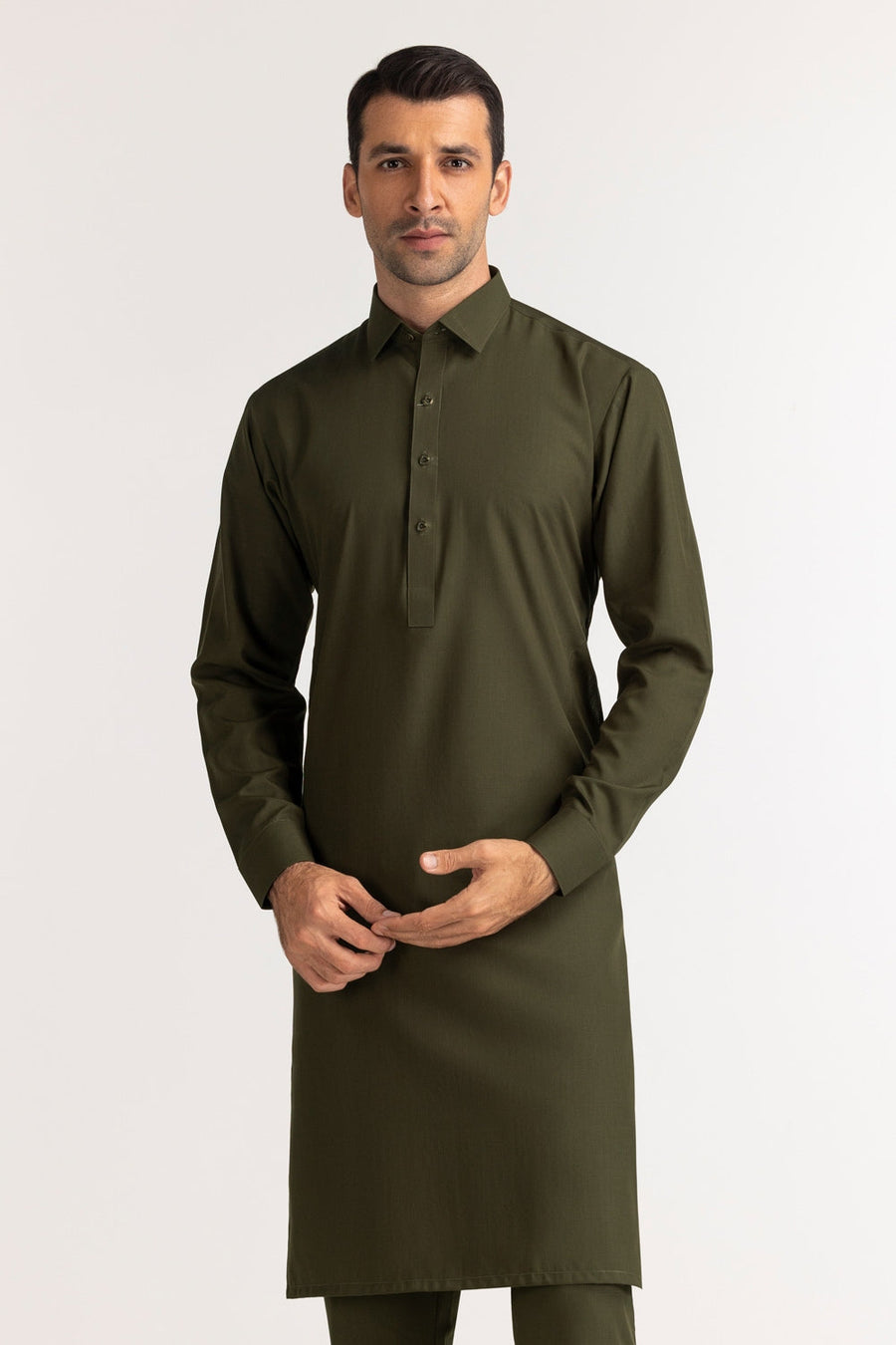 Midnight Navy Silk Blend 2-Piece Kurta | Classic Collar