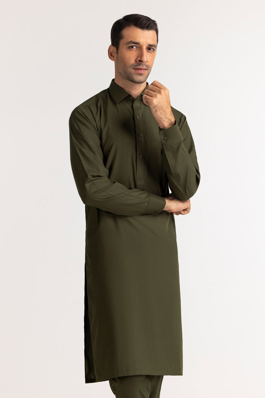 Midnight Navy Silk Blend 2-Piece Kurta | Classic Collar