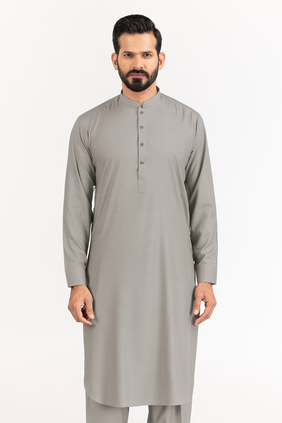 Sage Linen Blend 2-Piece Men's Salwar Kameez | Henley Neckline