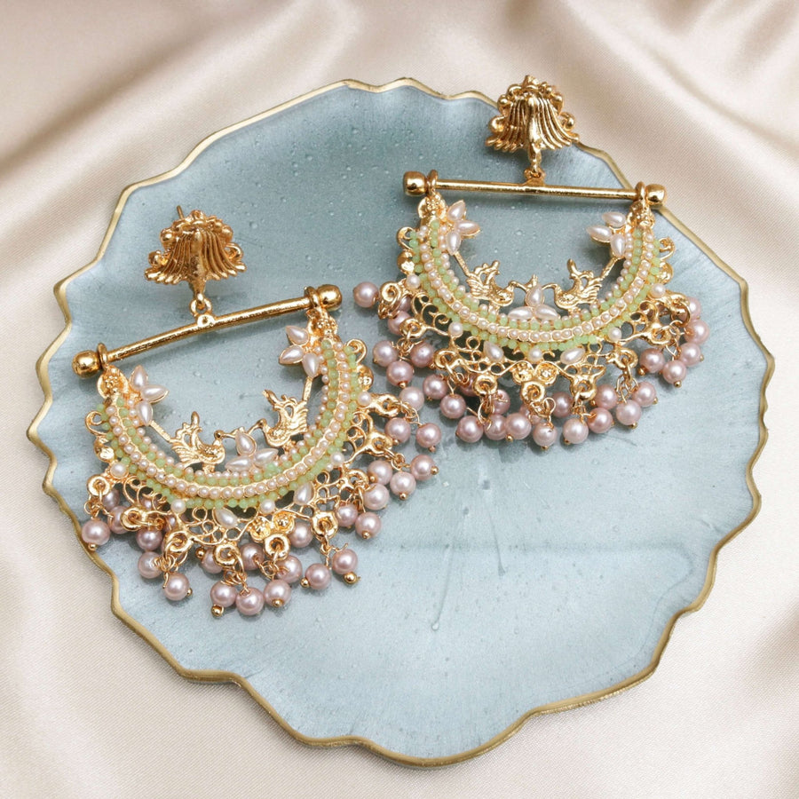 HALF CUT PEACOCK EARRINGS - Pehnaawaa