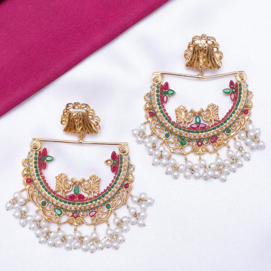 HALF CUT PEACOCK EARRINGS - Pehnaawaa