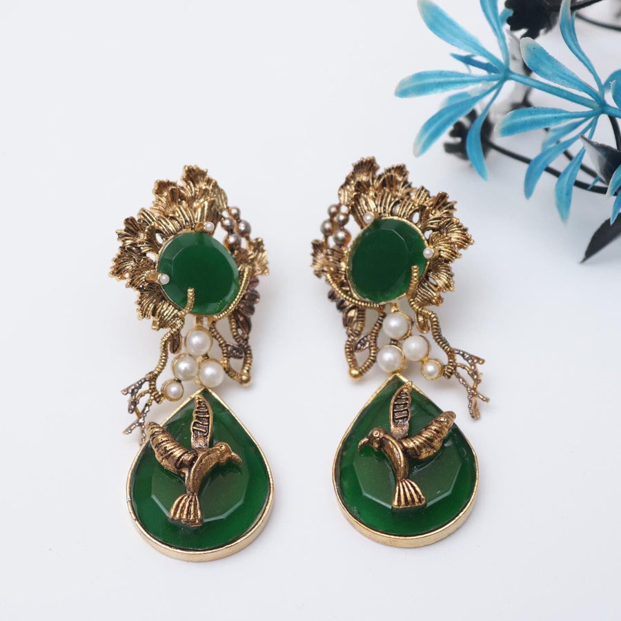 Hand Crafted Bird Earring - Pehnaawaa