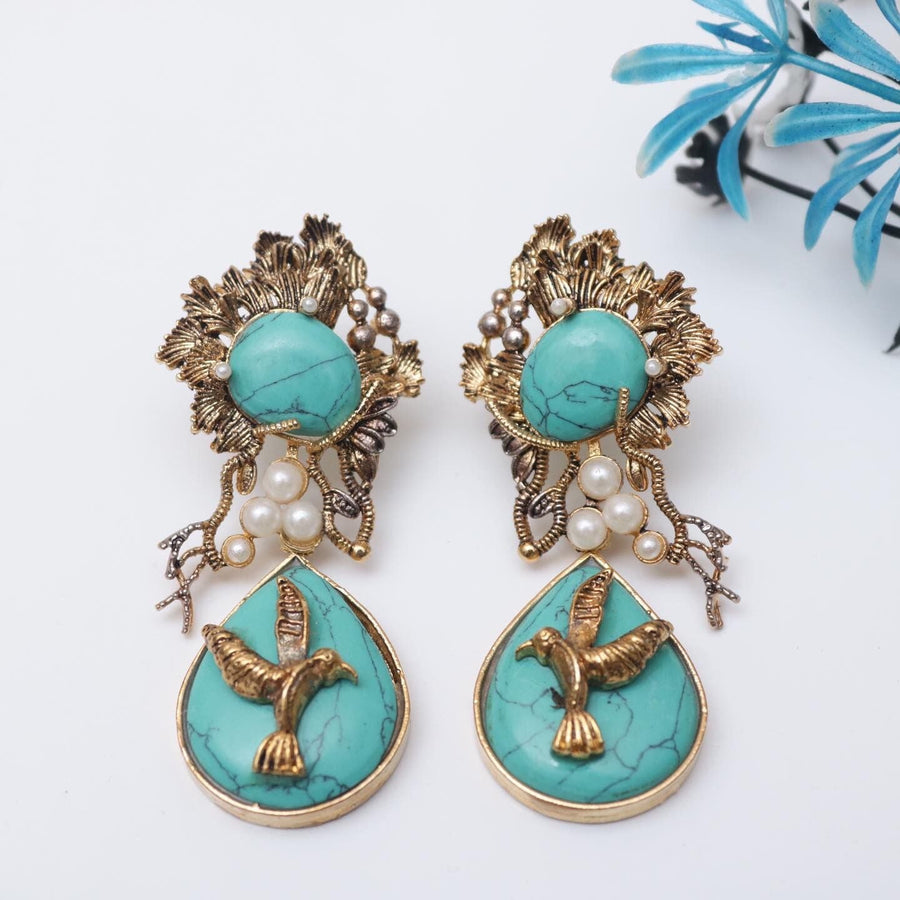 Hand Crafted Bird Earring - Pehnaawaa