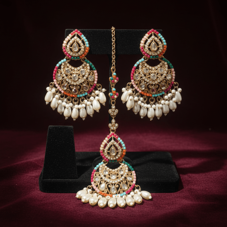 Heera Moti Maang Teeka Set