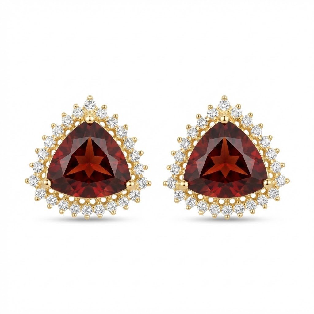 Trillion Cut Gemstone Halo Earrings