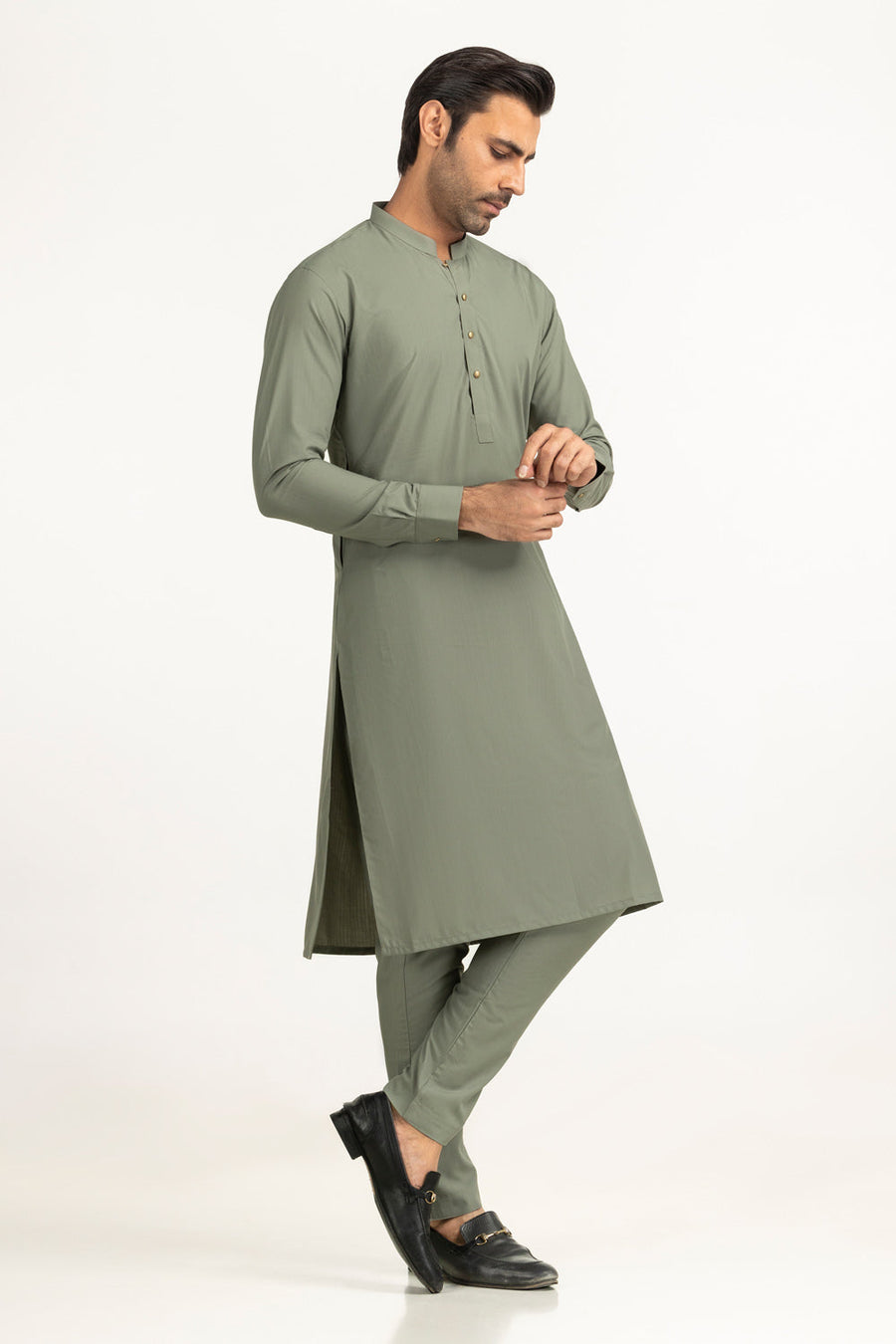 Off-White Linen 2-Piece Men's Kurta | Mandarin Collar