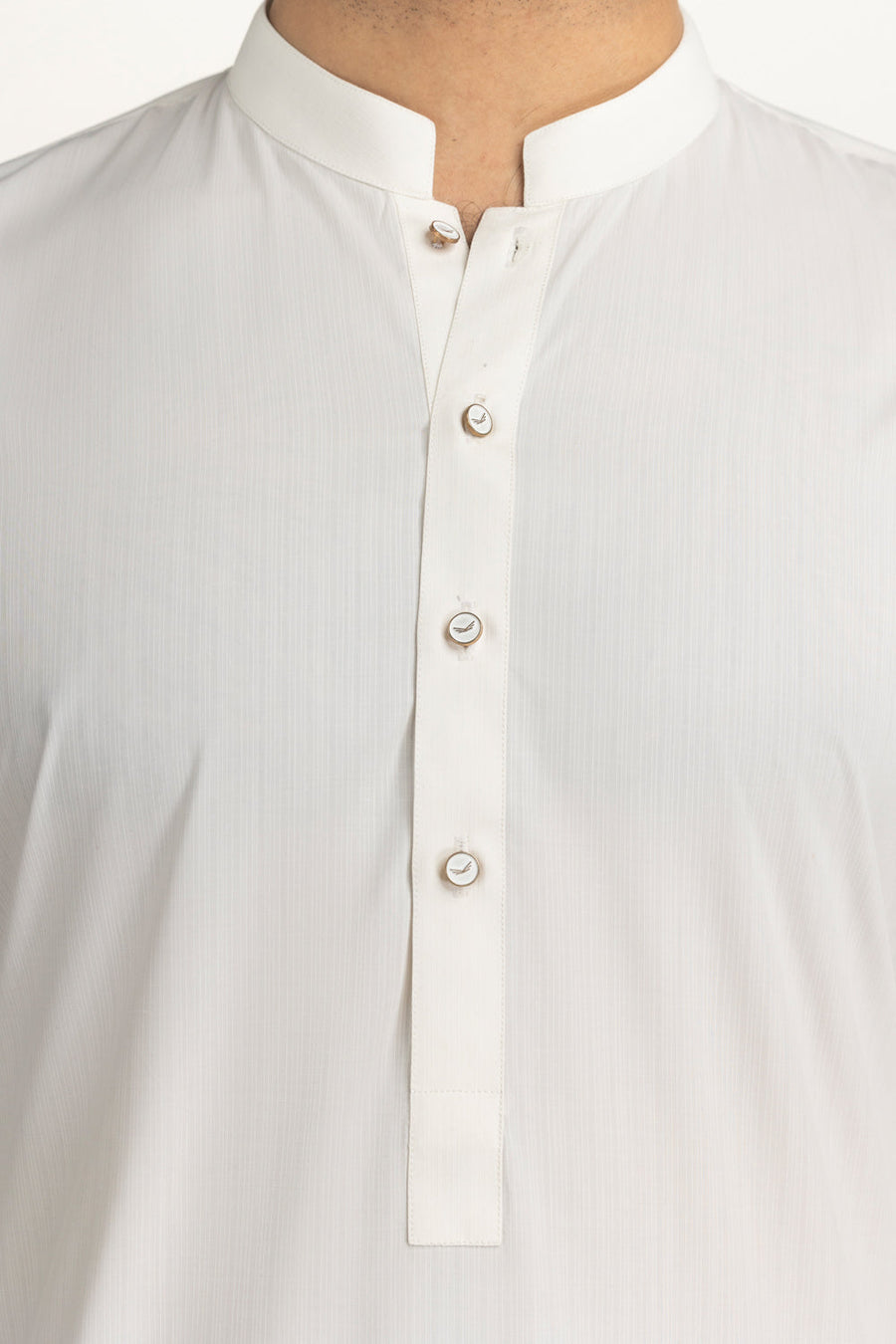 Off-White Linen 2-Piece Men's Kurta | Mandarin Collar