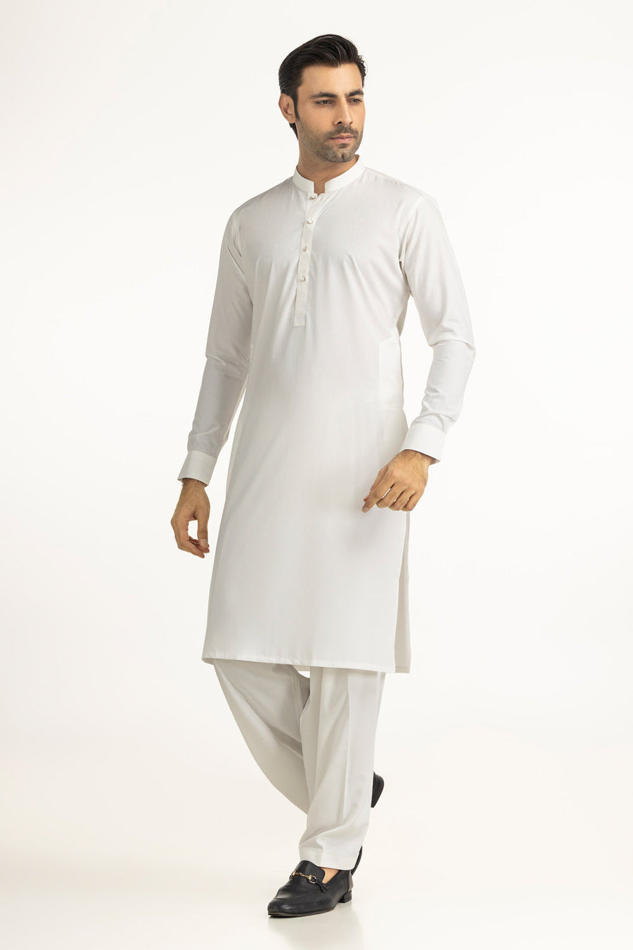 Off-White Linen 2-Piece Men's Kurta | Mandarin Collar