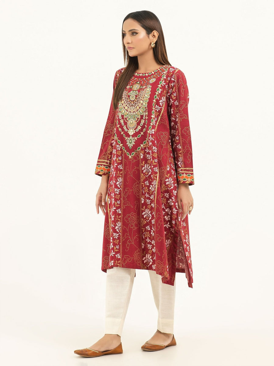 Khaddar Shirt - Gold Paste Print (Pret) - Pehnaawaa
