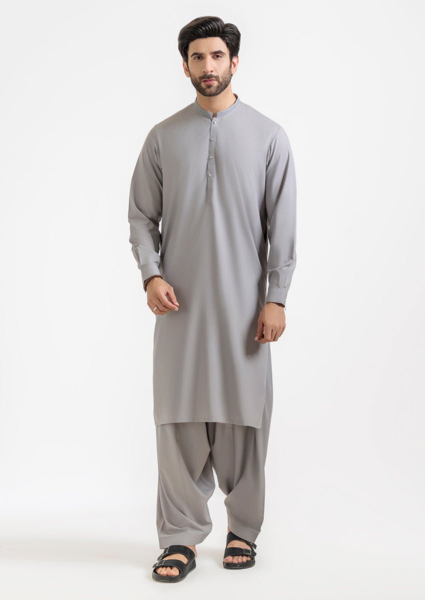 L - Grey - Blended - Shalwar Suit - (M25SSE2060) - Pehnaawaa