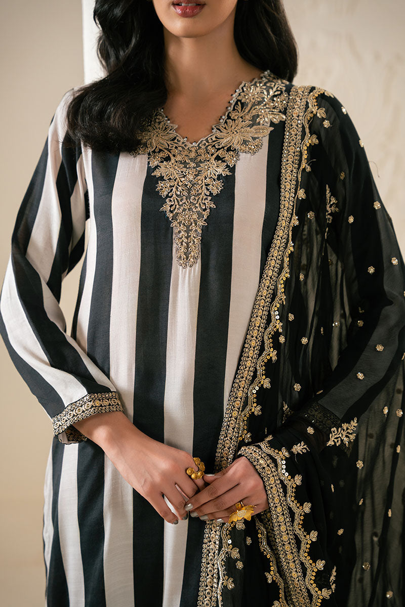 GLIDED GRACE-3PC (SHIRT, TROUSER & DUPATTA) - Pehnaawaa