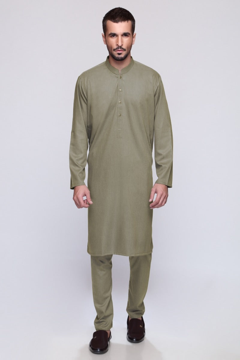 Sage Viscose 2-Piece Men's Kurta | Mandarin Collar