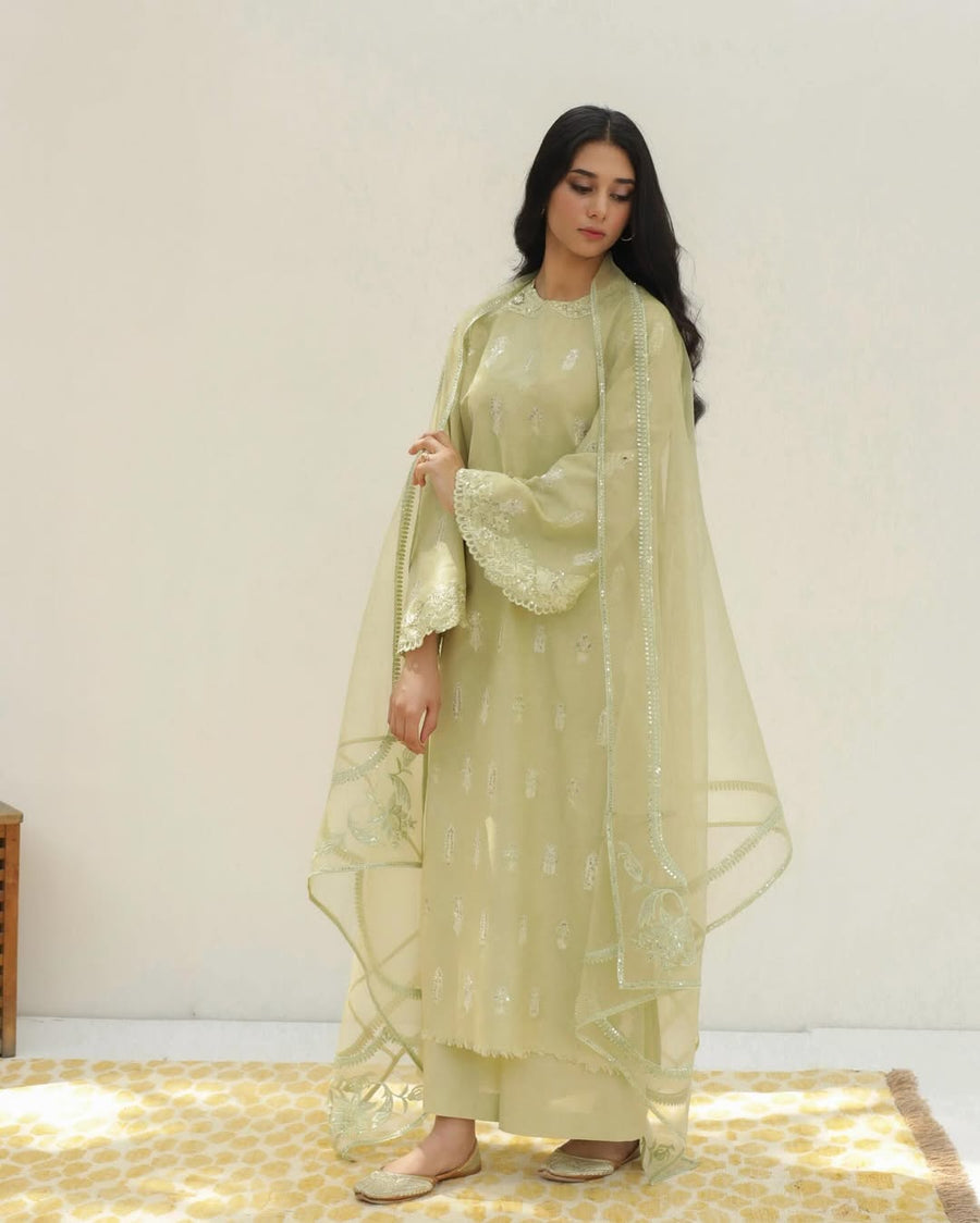 Apple Green – Stylish 3 Piece Stitched embroidered Suit for Women