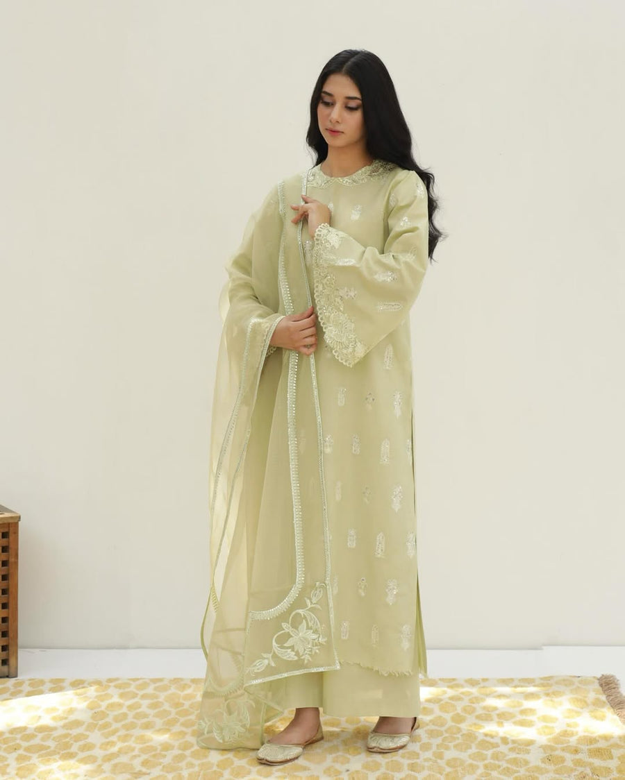 Apple Green – Stylish 3 Piece Stitched embroidered Suit for Women