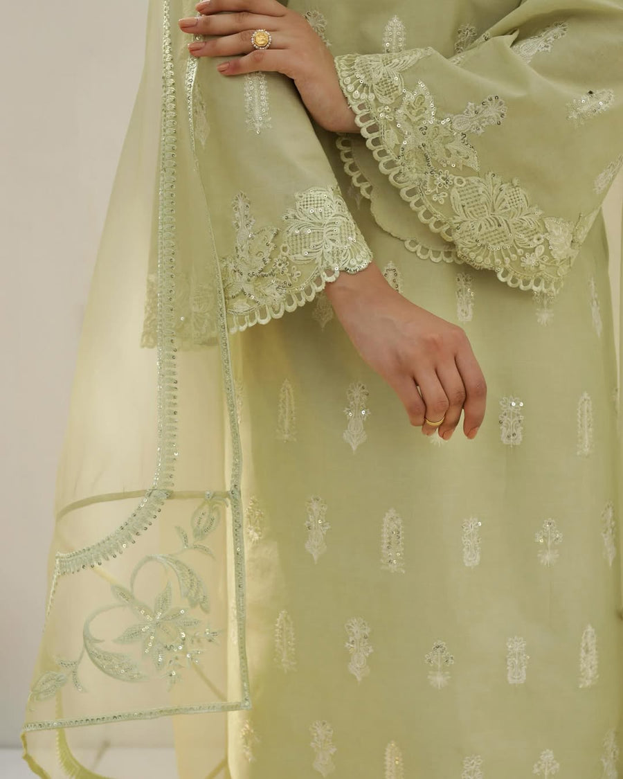 Apple Green – Stylish 3 Piece Stitched embroidered Suit for Women