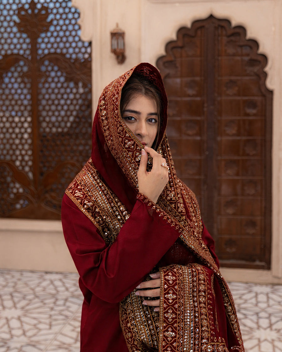 Mahroon Mystique | Embroidered Suit