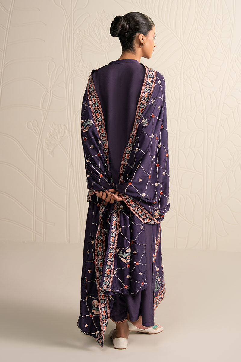 MULBERRY GARNET-3PC (SHIRT, TROUSER & DUPATTA) - Pehnaawaa