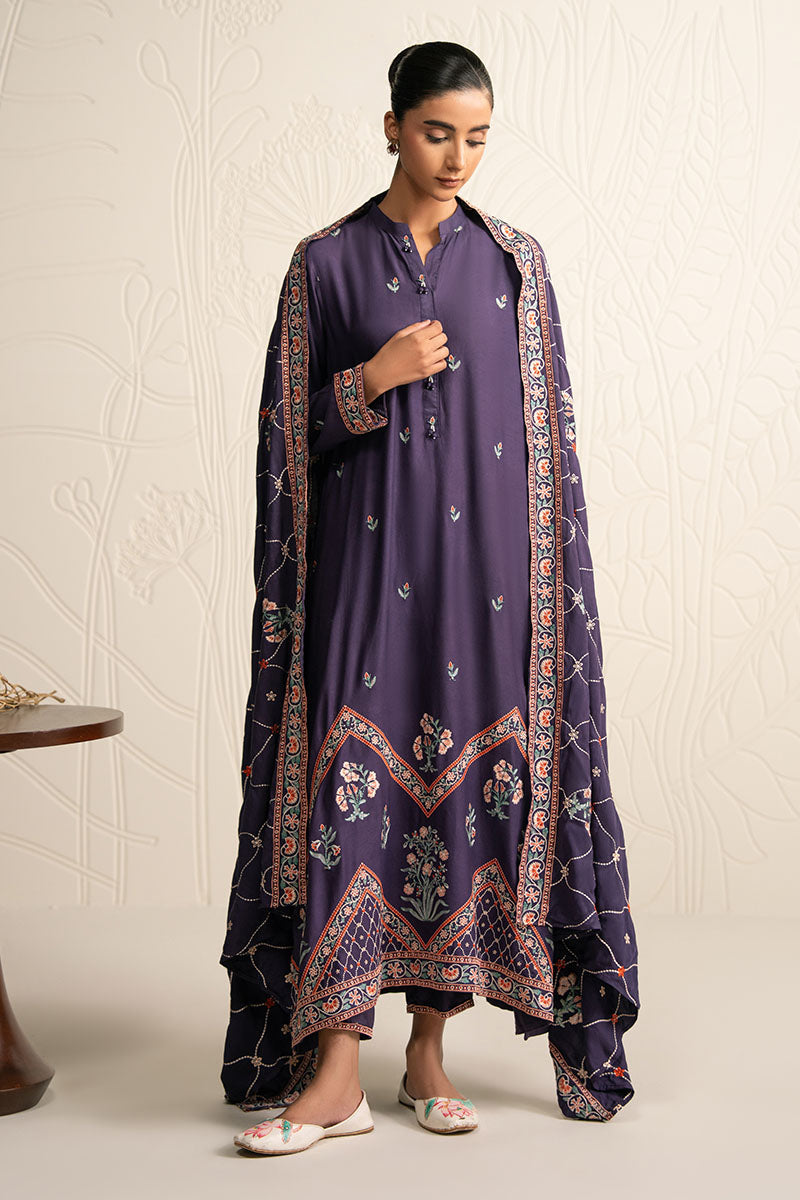 MULBERRY GARNET-3PC (SHIRT, TROUSER & DUPATTA) - Pehnaawaa