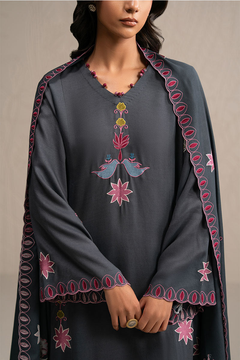 CHARCOAL SPECTRUM-3PC (SHIRT, TROUSER & DUPATTA) - Pehnaawaa