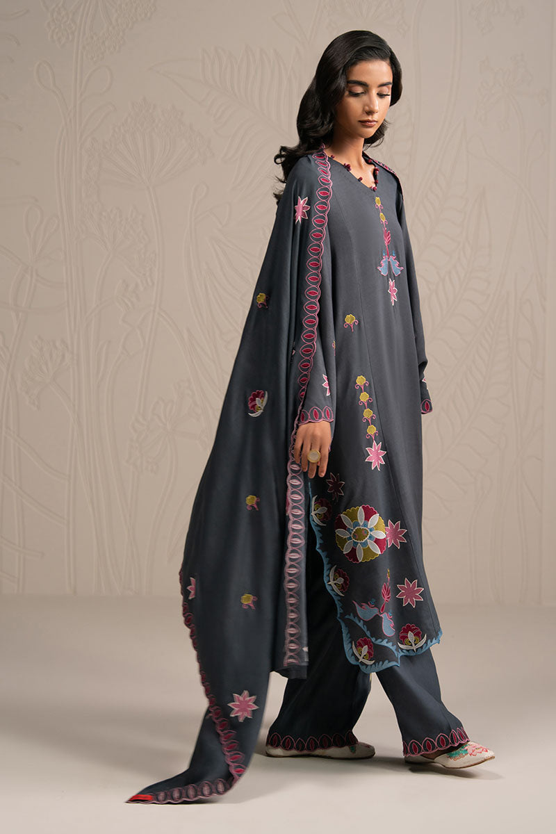 CHARCOAL SPECTRUM-3PC (SHIRT, TROUSER & DUPATTA) - Pehnaawaa