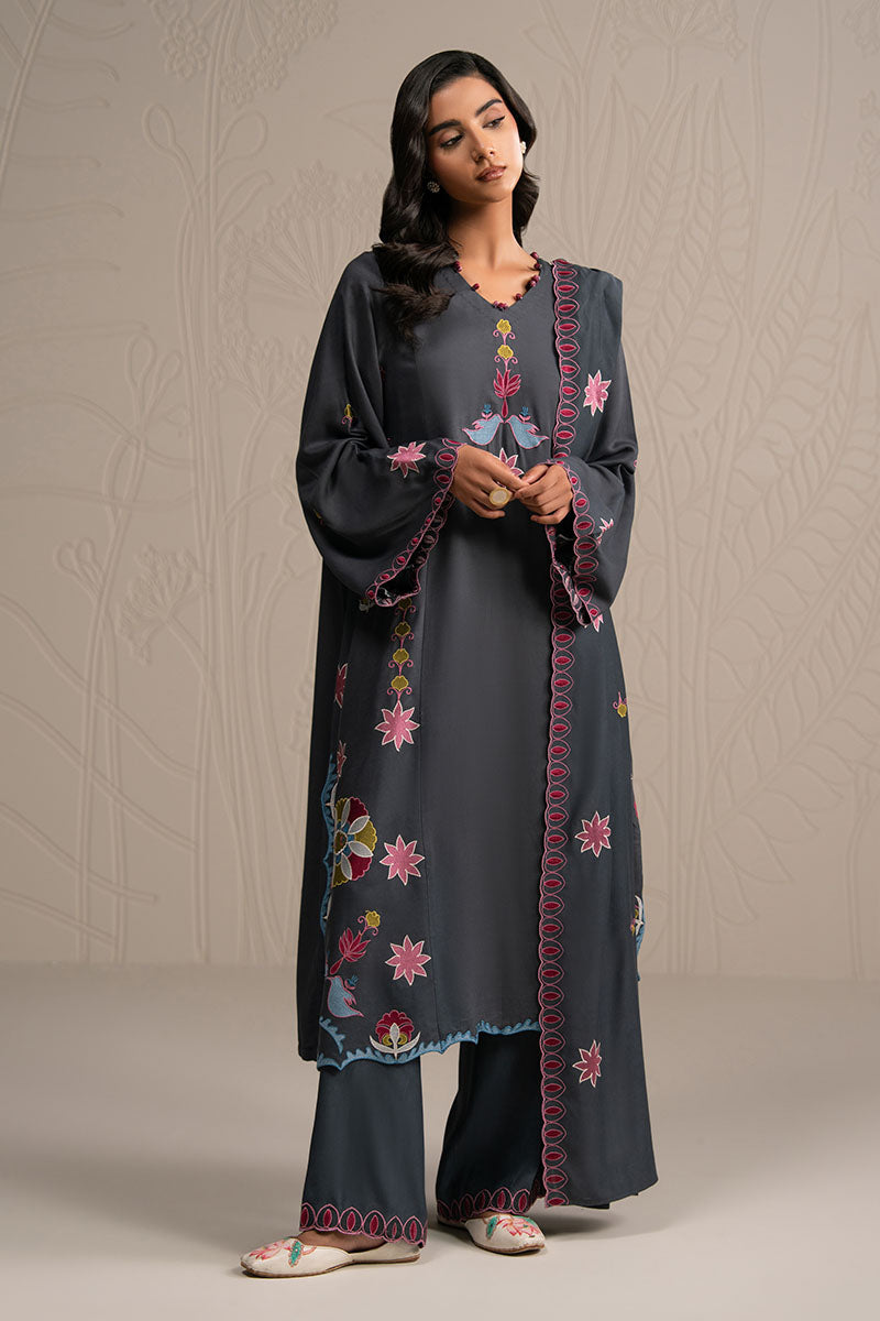 CHARCOAL SPECTRUM-3PC (SHIRT, TROUSER & DUPATTA) - Pehnaawaa