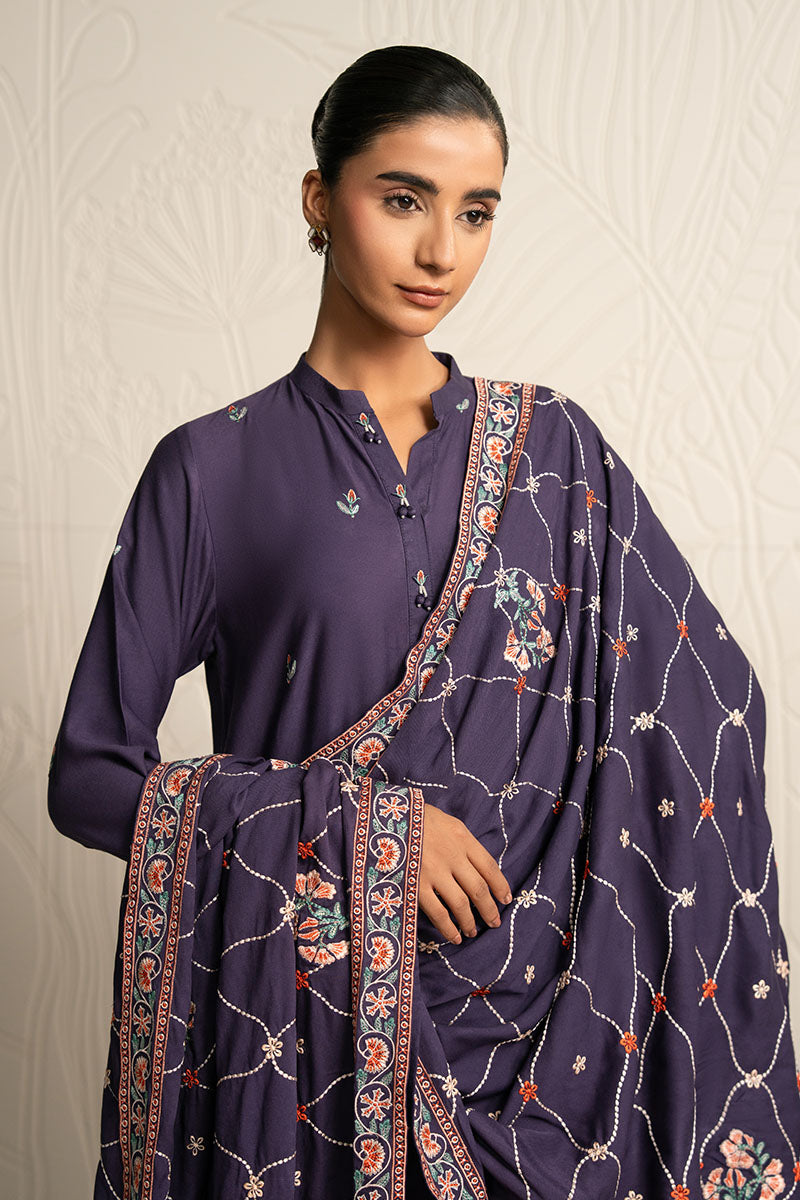 MULBERRY GARNET-3PC (SHIRT, TROUSER & DUPATTA) - Pehnaawaa