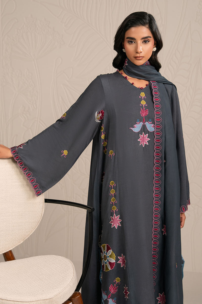 CHARCOAL SPECTRUM-3PC (SHIRT, TROUSER & DUPATTA) - Pehnaawaa