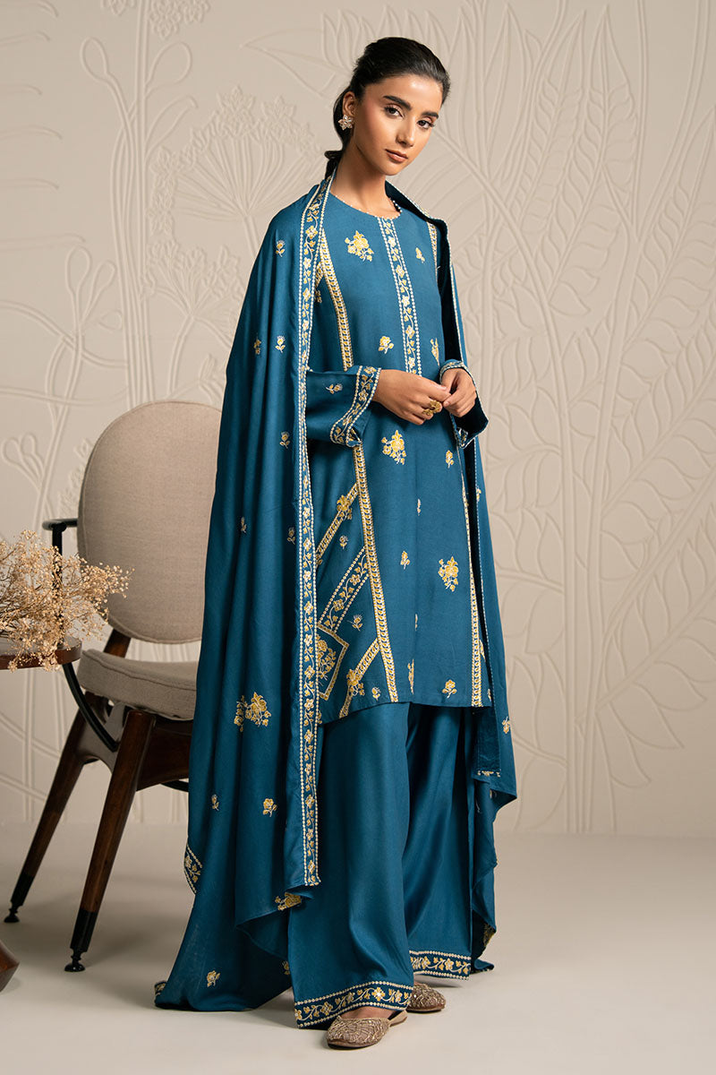 MYSTIC TEAL-3PC (SHIRT, TROUSER & DUPATTA) - Pehnaawaa