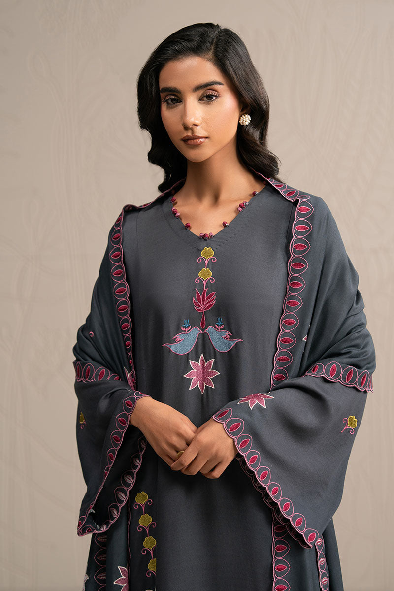 CHARCOAL SPECTRUM-3PC (SHIRT, TROUSER & DUPATTA) - Pehnaawaa