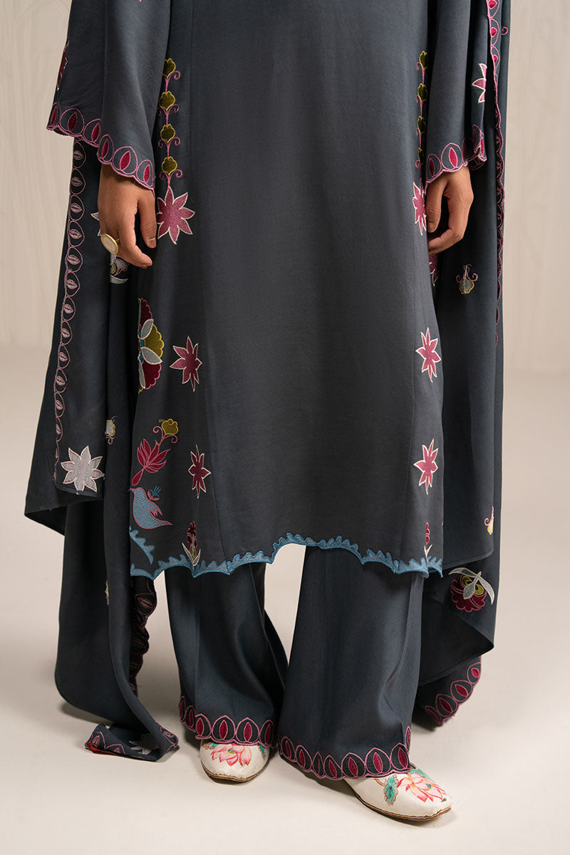 CHARCOAL SPECTRUM-3PC (SHIRT, TROUSER & DUPATTA) - Pehnaawaa