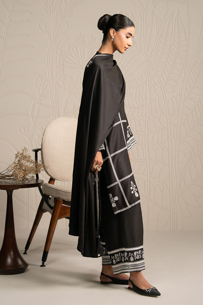 NOIR ECRU-3PC (SHIRT, TROUSER & DUPATTA) - Pehnaawaa