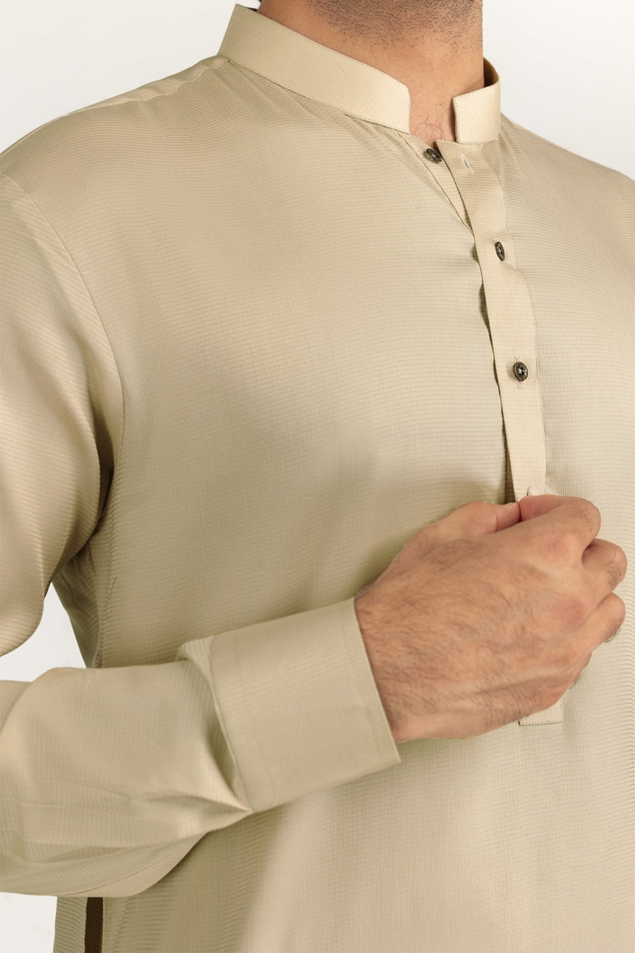 Ivory Cotton 2-Piece Kurta Pajama | Mandarin Collar