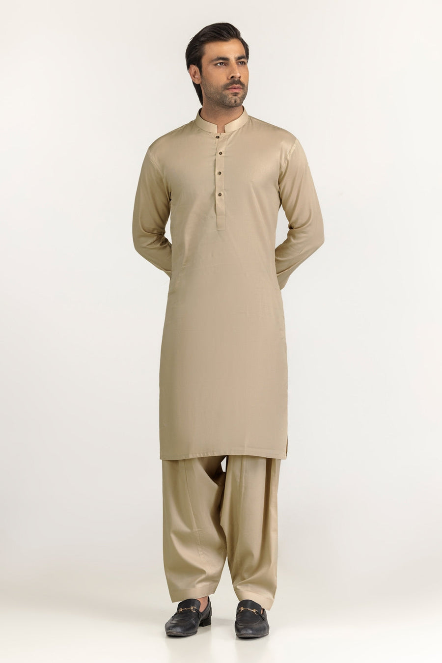 Ivory Cotton 2-Piece Kurta Pajama | Mandarin Collar