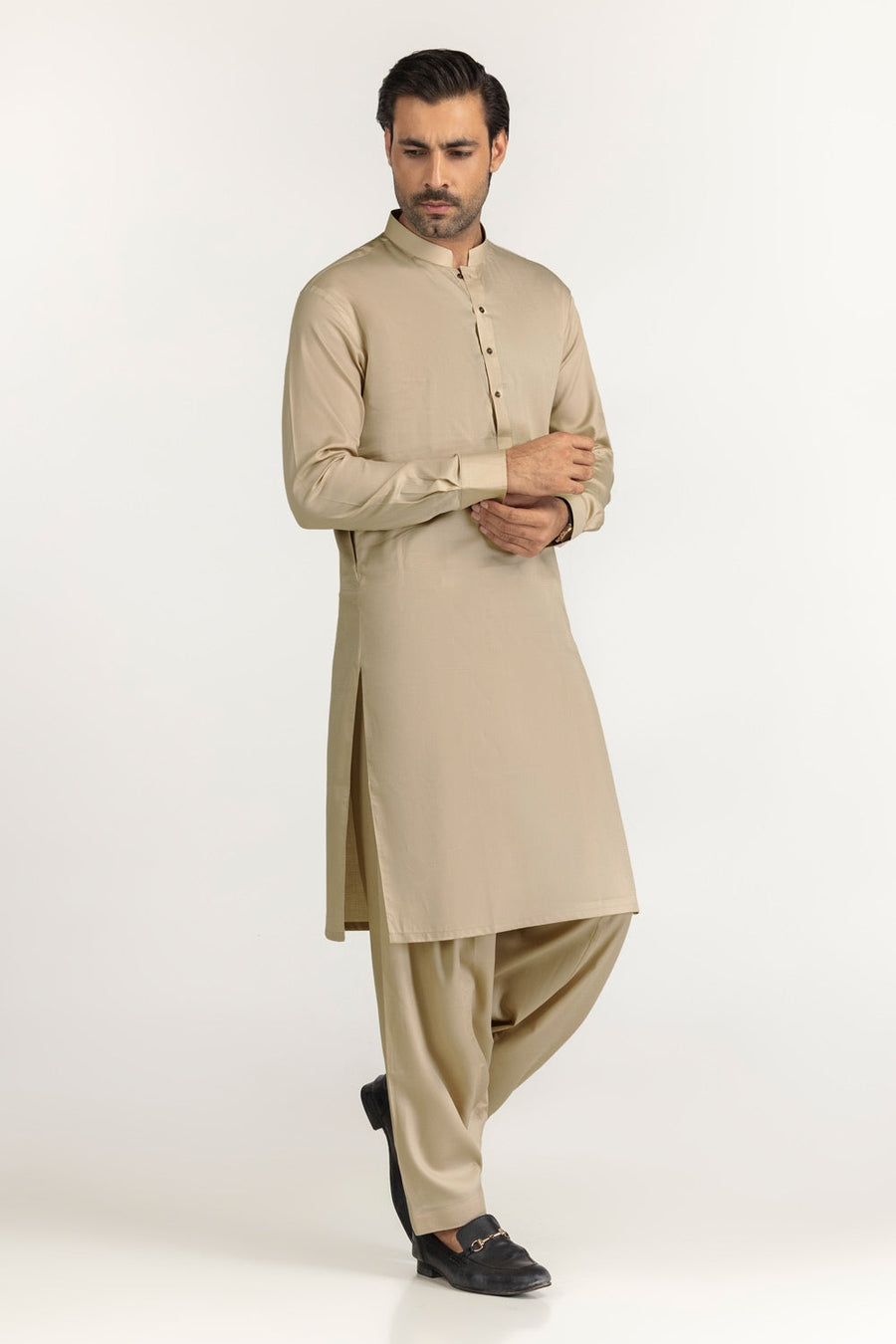 Ivory Cotton 2-Piece Kurta Pajama | Mandarin Collar