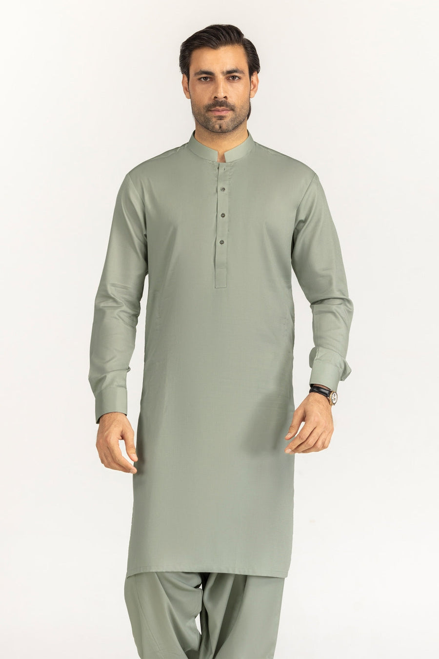 Ivory Cotton 2-Piece Kurta Pajama | Mandarin Collar