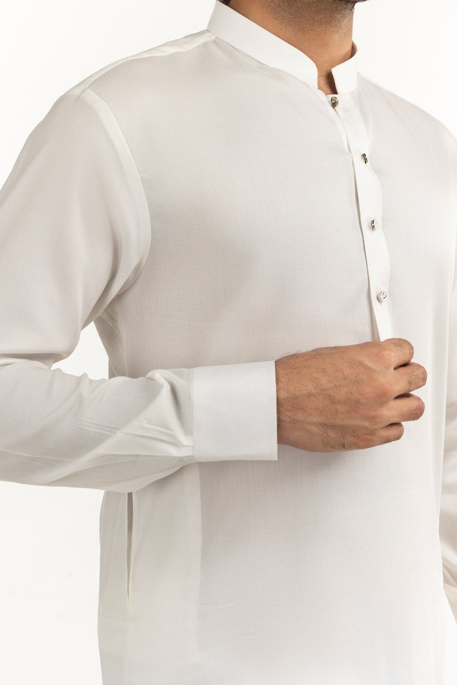 Ivory Cotton 2-Piece Kurta Pajama | Mandarin Collar