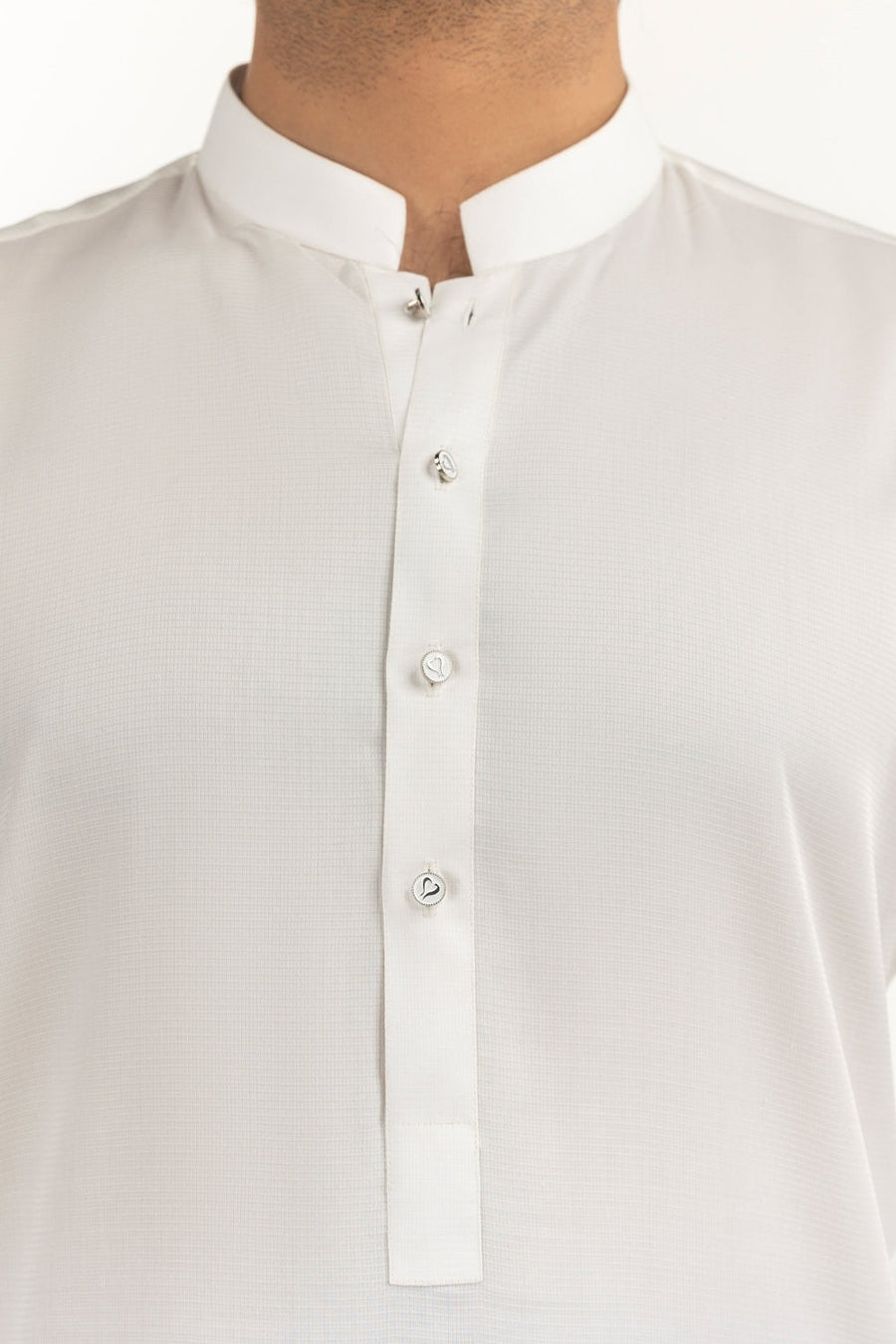Ivory Cotton 2-Piece Kurta Pajama | Mandarin Collar