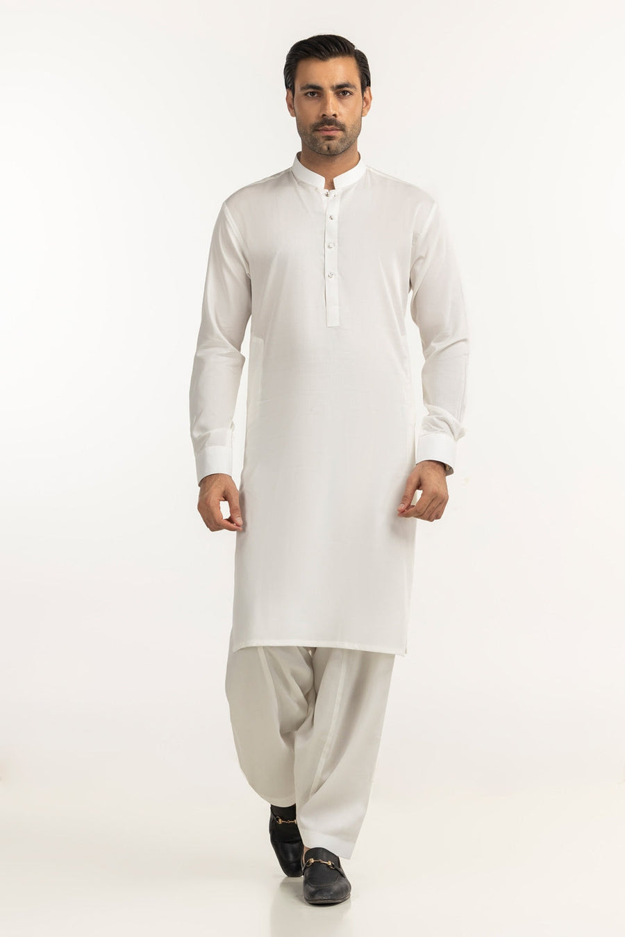 Ivory Cotton 2-Piece Kurta Pajama | Mandarin Collar
