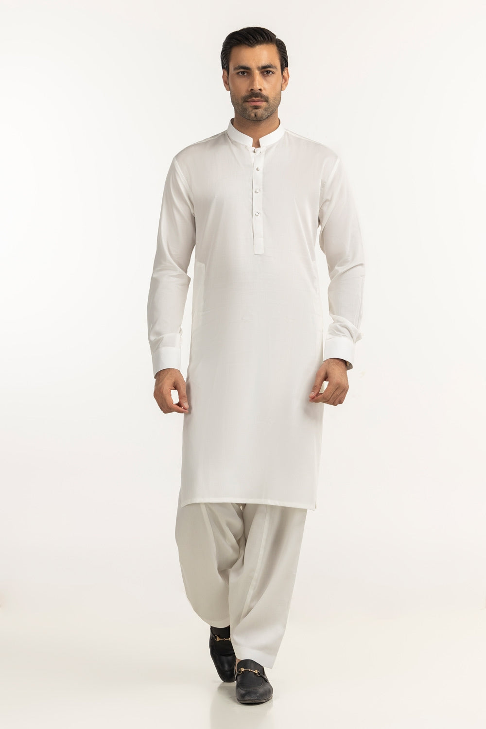 Ivory Cotton 2-Piece Kurta Pajama | Mandarin Collar