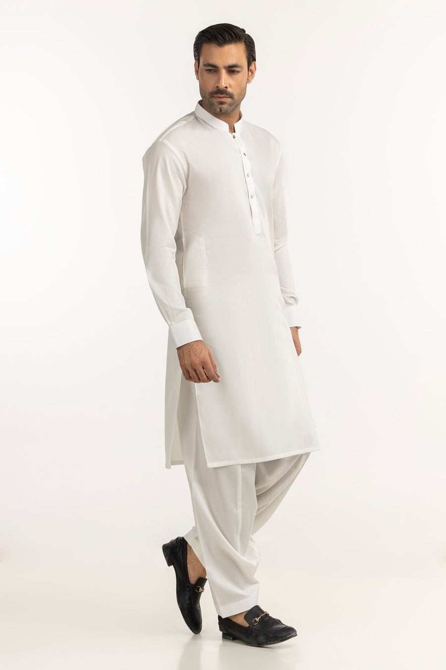 Ivory Cotton 2-Piece Kurta Pajama | Mandarin Collar