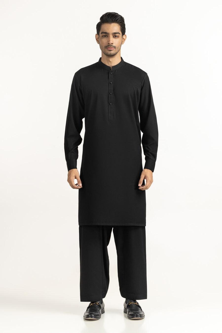 Midnight Mulberry Silk 2-Piece Kurta | Mandarin Collar
