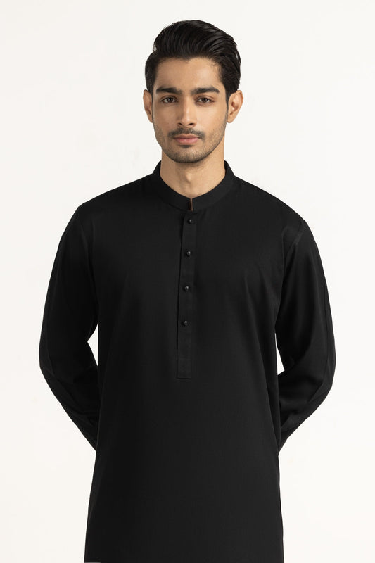 Midnight Mulberry Silk 2-Piece Kurta | Mandarin Collar