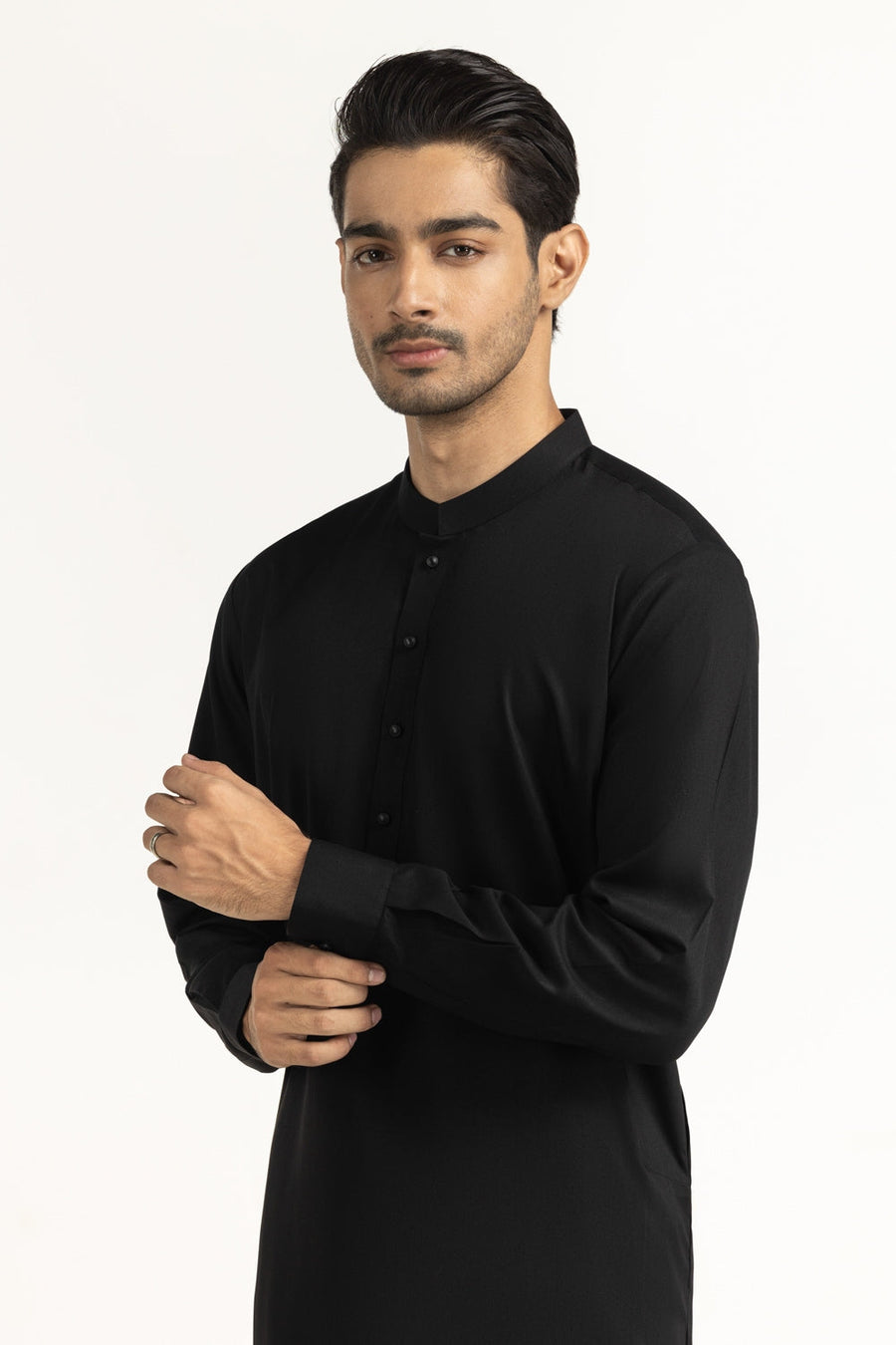 Midnight Mulberry Silk 2-Piece Kurta | Mandarin Collar