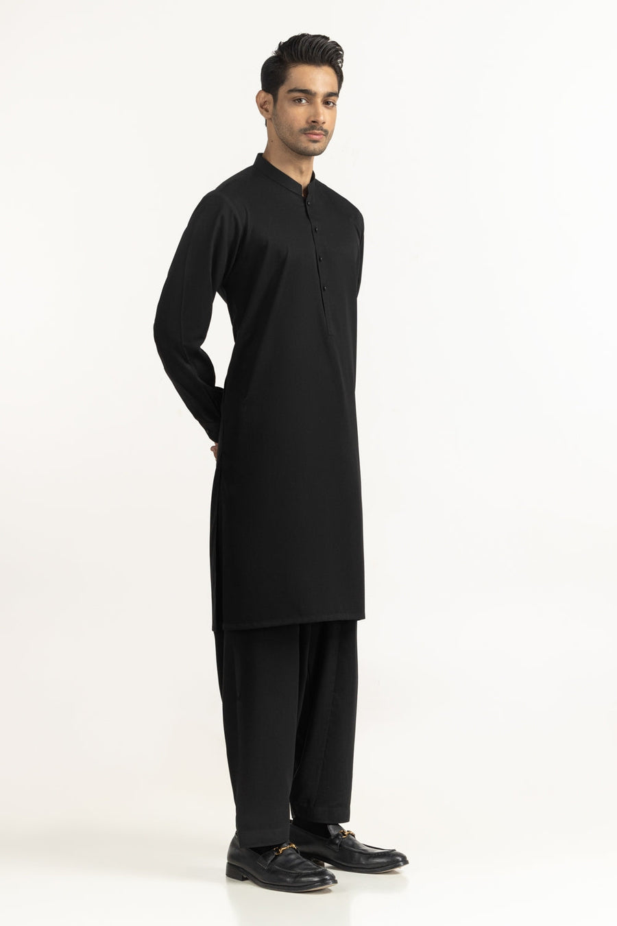 Midnight Mulberry Silk 2-Piece Kurta | Mandarin Collar