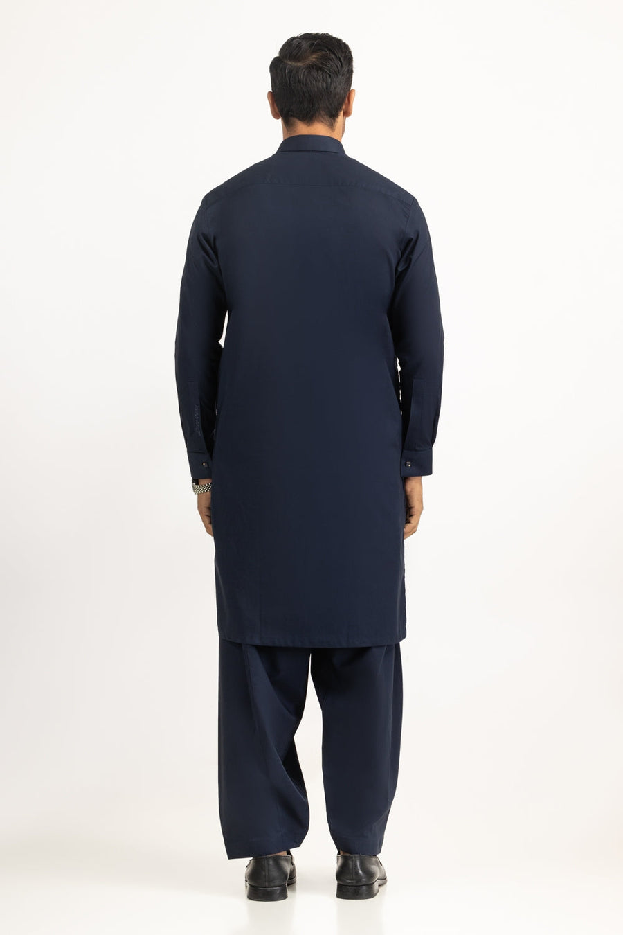 Midnight Navy Silk 2-Piece Kameez Shalwar | Minimalist