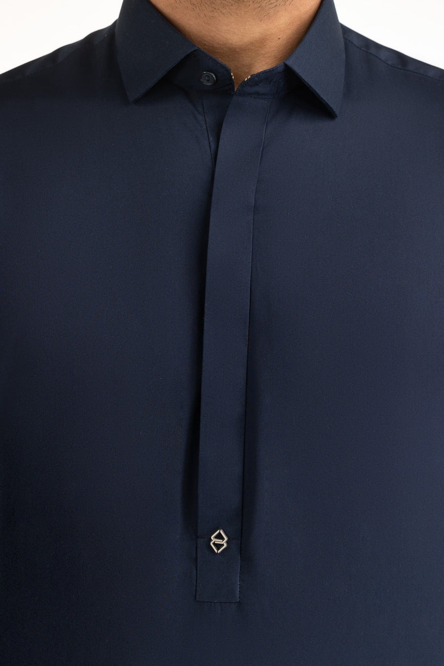 Midnight Navy Silk 2-Piece Kameez Shalwar | Minimalist