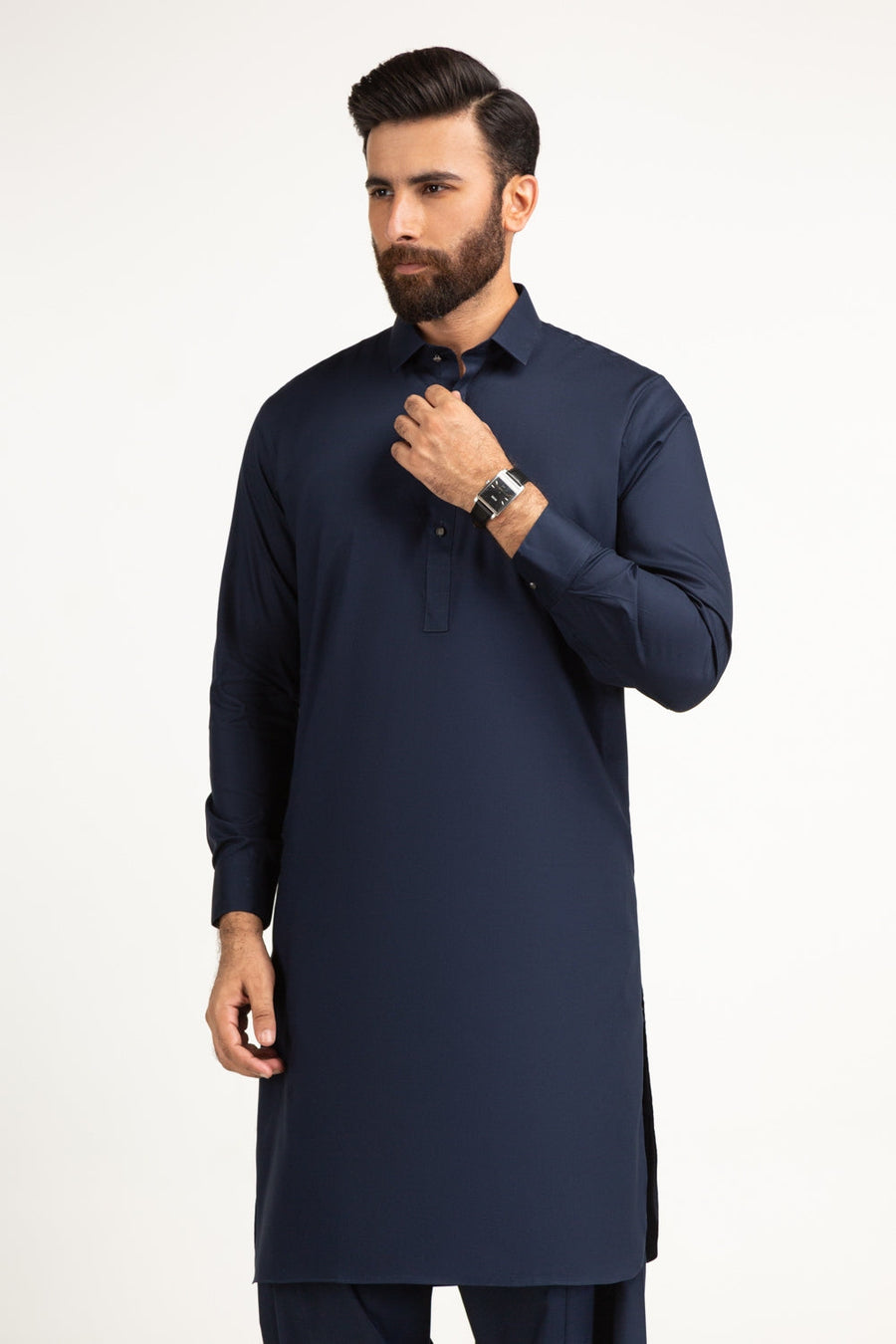 Midnight Navy Cotton Lawn 2-Piece Kurta | Button-Front Tunic