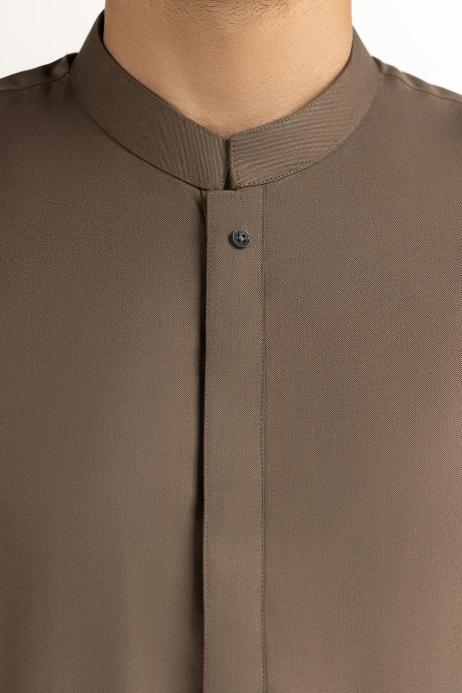 Chocolate Brown Cotton Lawn 2-Piece Kurta | Henley Neckline